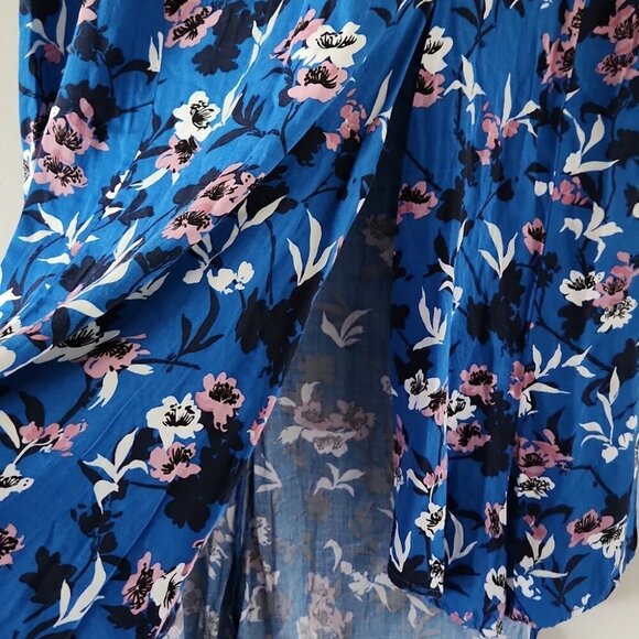 ZARA | Floral Printed Skirt Satin Slit Maxi Blue sz XS - Picture 6 of 6